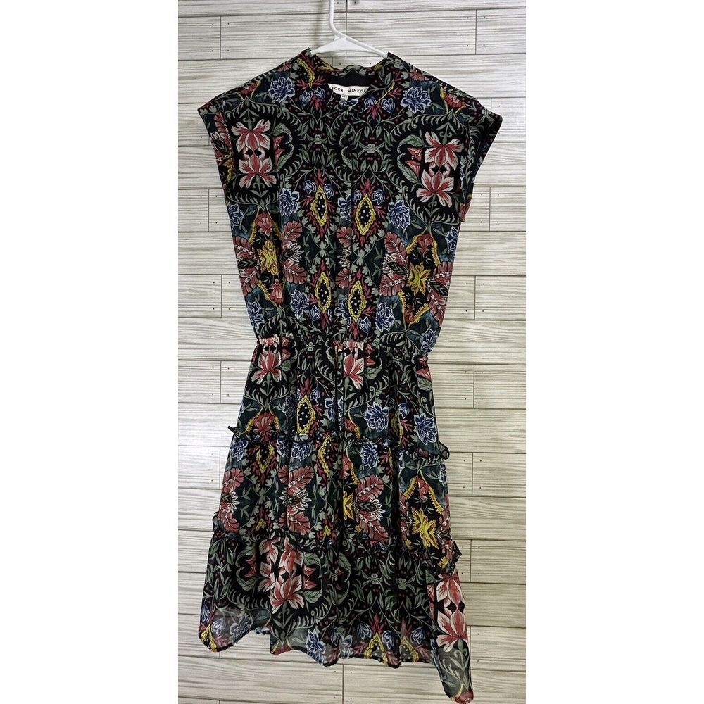 Rebecca Minkoff Ollie Floral Mini Dress Sz XXS Elastic/Tie Waist Button Front